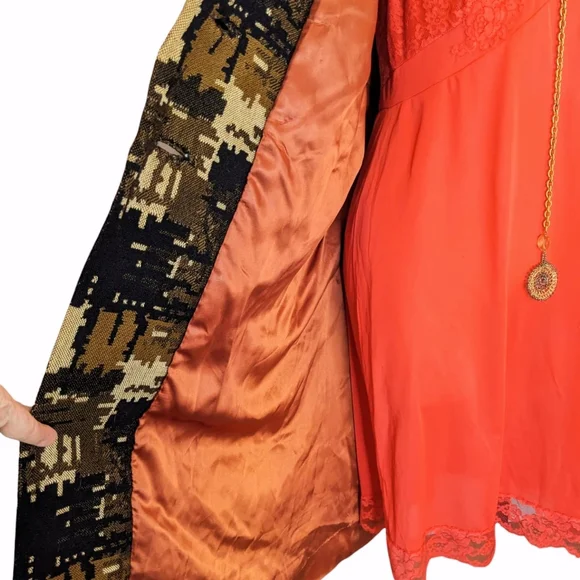 Vintage 60s Tapestry Coat with Faux Fur Trim RARE - Picture 9 of 11